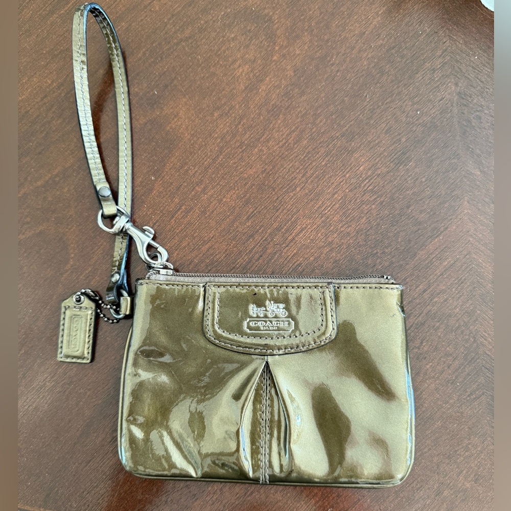 Authentic Coach Metallic Patent Wristlet